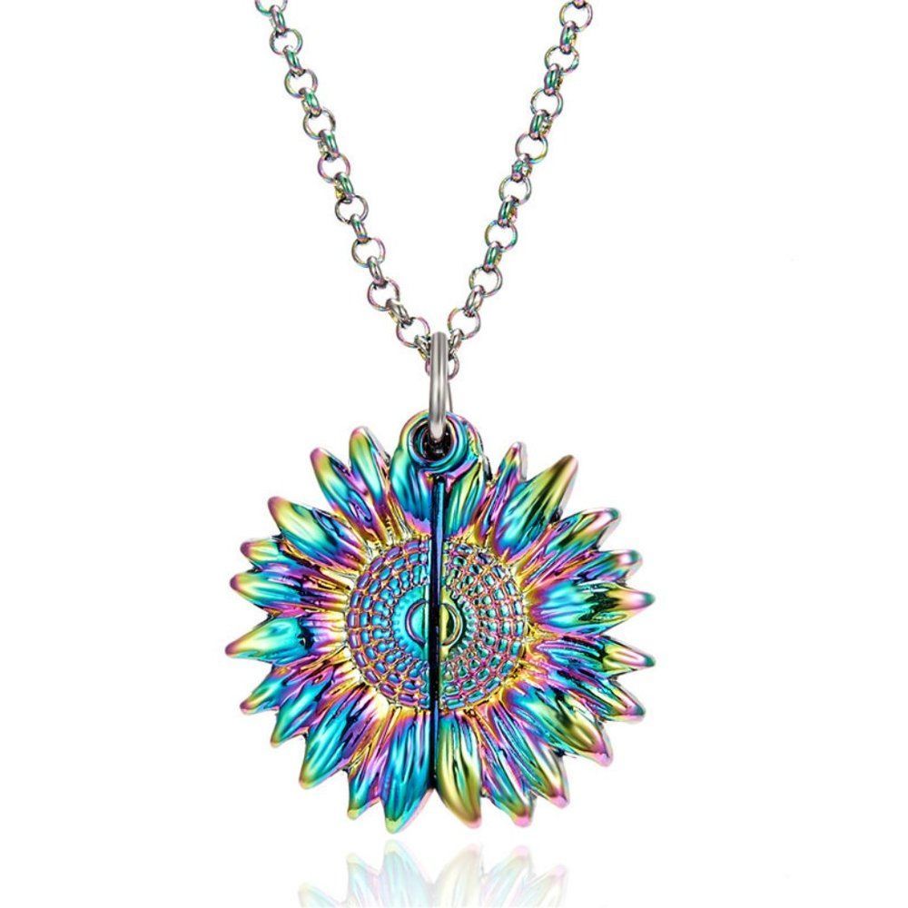 Women GIrls Teens You Are My Sunshine Openable Locket Gold Multicolor Necklace - Picture 4 of 7